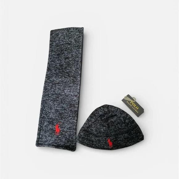 Youth Polo by Ralph Lauren Charcoal Knit Beanie and Scarf Set - Picture 4 of 4